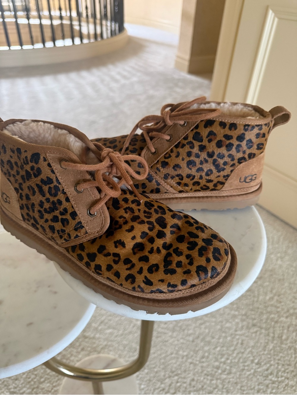 UGG Women’s Neumel Leopard Print Lace-Up Ankle Boots